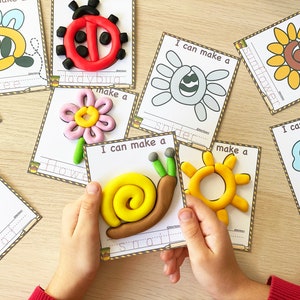 Nature Play Doh Mats Visual Cards, Fine Motor Skills Activity Printable Play Dough Toddler Homeschool Montessori Materials Kindergarten image 4