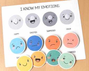 Emotie-activiteit voor kinderen, emotie-matchingspel Kleuterschool Pre-K Homeschool Afdrukbare emoties Montessori-object-naar-foto matching