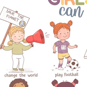 Girls Can Poster Calming Corner Playroom Inspirational Art Printable Classroom Decor Growth Mindset Montessori Poster Therapy Office Decor image 6