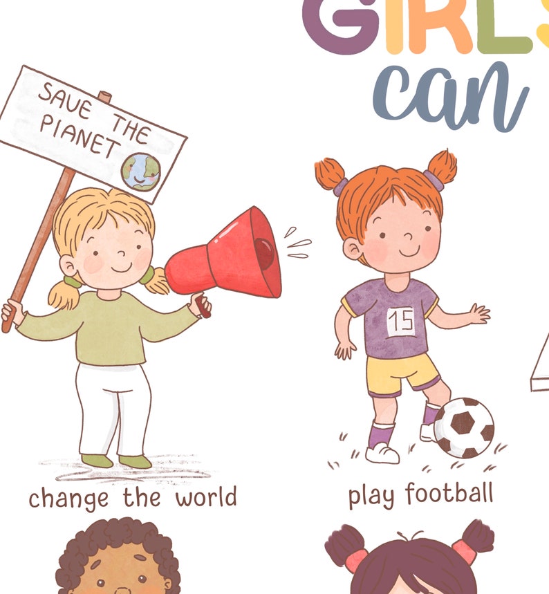 Girls Can Poster Calming Corner Playroom Inspirational Art Printable Classroom Decor Growth Mindset Montessori Poster Therapy Office Decor image 6