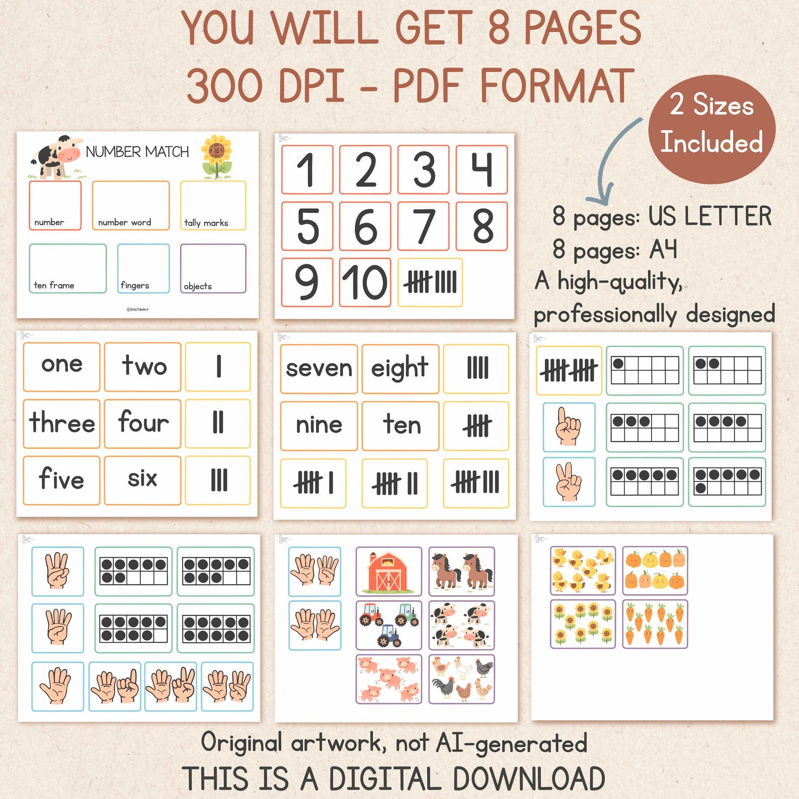 Number Matching Worksheets Fun Preschool Printables for Counting Number ...