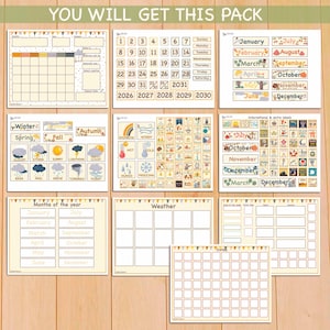 Wandkalender zum Ausdrucken für Kinder Klassenzimmer Immerwährender Kalender Morgentafel für Vorschulkinder Bild 2