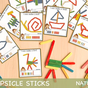 Nature Popsicle Sticks Activity for Toddlers Montessori Activities Kindergarten Shapes Activity Game Preschool Homeschool Resources