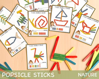 Nature Popsicle Sticks Activity for Toddlers Montessori Activities Kindergarten Shapes Activity Game Preschool Homeschool Resources