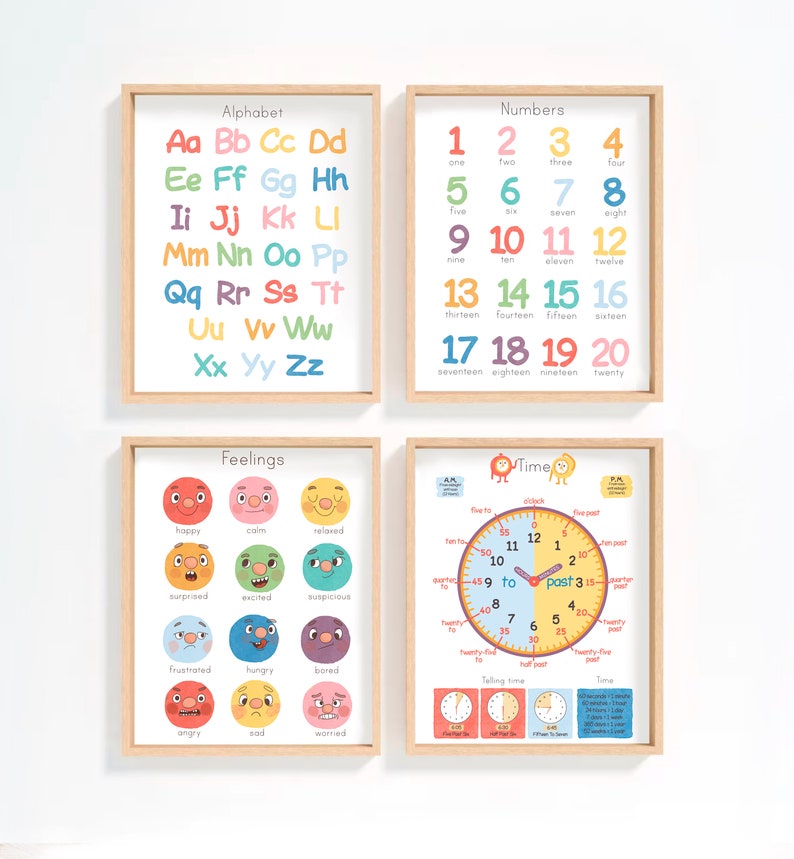 Set of 30 Educational Posters Montessori Classroom Decor Vibrant ...