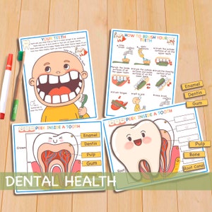 Voorschoolse peuteractiviteiten Tandheelkundige gezondheid, Afdrukbaar homeschoolcurriculum, Menselijke anatomieactiviteit afbeelding 1