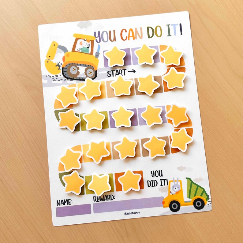 Printable Reward Chart for Kids Construction Theme Chore Chart for ...