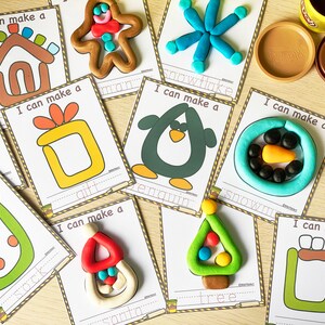 Christmas Play Dough Mats Visual Cards, Printable Play Doh Toddler ...