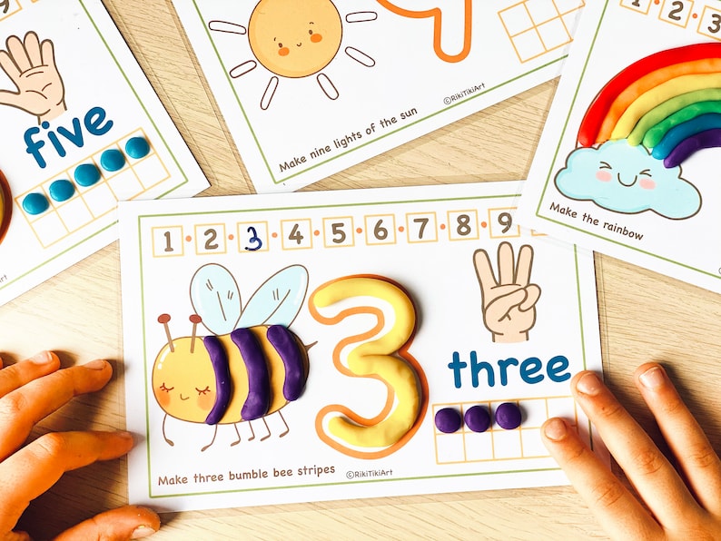 Preschool Printables Numbers 1-10 Play Doh Mats Toddler Activities, Montessori Materials Practice for Homeschool Pre-K Kindergarten image 7
