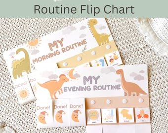 Editable Chore Chart Morning & Evening Routine Flip Chart Bedtime Visual Schedule Daily Rhythm To Do List Personalized Toddler Chore Chart