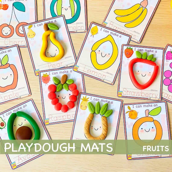Fruits Play Doh Mats Fine Motor Skills Gift for Toddler Play Dough
