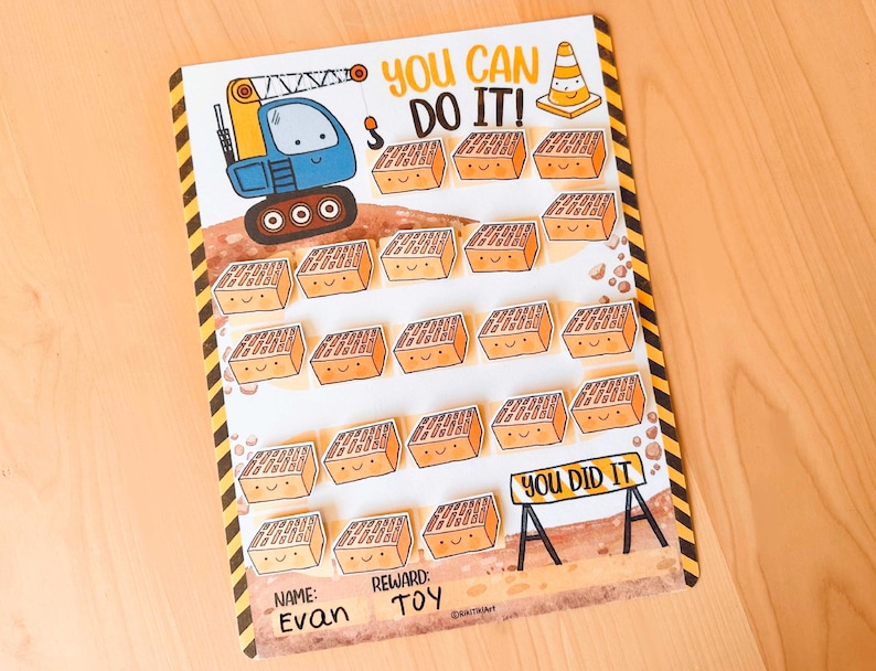 Construction Reward Chart Printable Boys Behavior Chart Construction ...