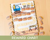 Construction Reward Chart Printable Boys Behavior Chart Construction Goal Chart for Kids Sticker Potty Training Chart Daily Toddler Routine