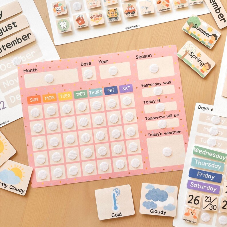 Kids Printable Calendar – Editable Perpetual Girls Calendar, Preschool ...