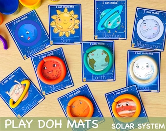 Tappetini da gioco Sistema Solare Tappetini per attività Play Doh Astronomia Attività per bambini della scuola a casa Scuola dell'infanzia Scuola dell'infanzia Apprendimento pre-scolastico