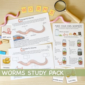 Worms Unit Study Charlotte Mason Printable Resources Homeschool Learning Bundle Nature Studies Preschool Curriculum Educational Activities