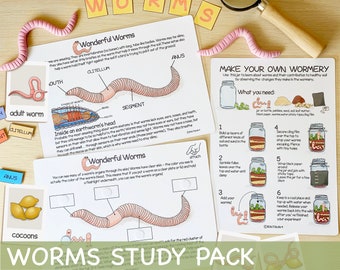 Worms Unit Study Charlotte Mason Printable Resources Homeschool Learning Bundle Nature Studies Preschool Curriculum Educational Activities