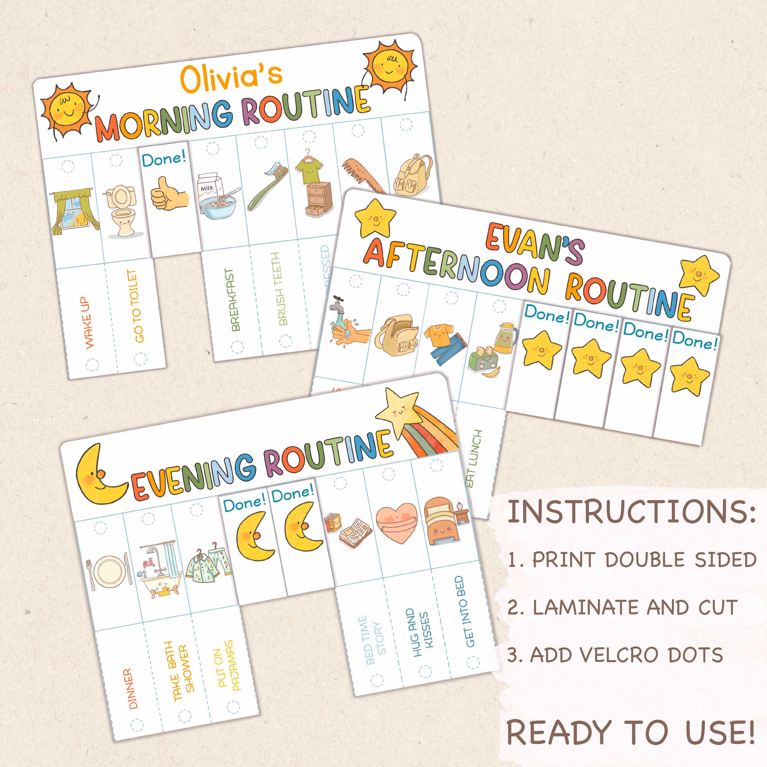 Kids Daily Routine Flip Chart, Morning Afternoon Evening Routine Cart ...
