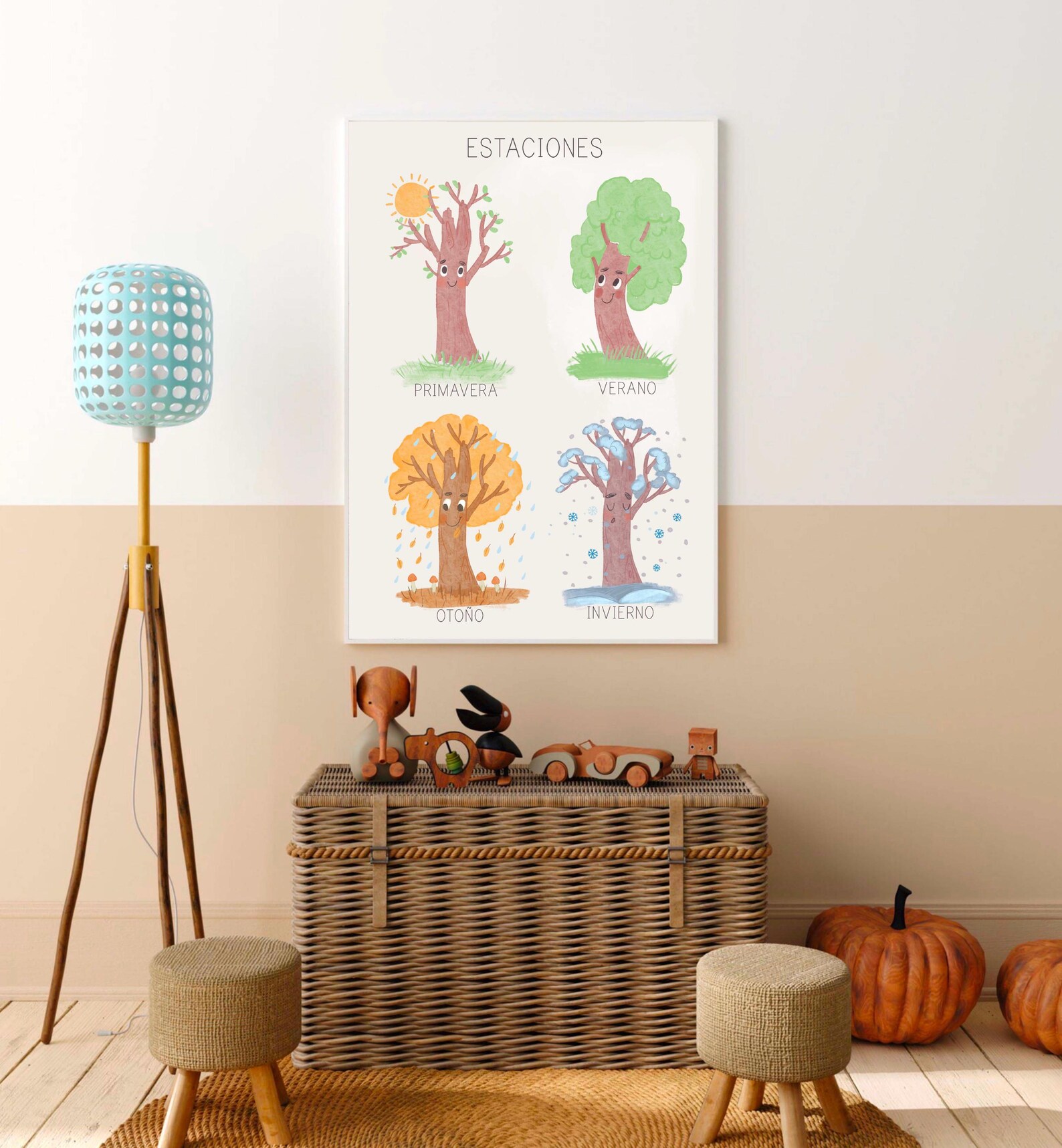 Spanish Seasons Poster Four Seasons Wall Art Montessori Tree Art ...