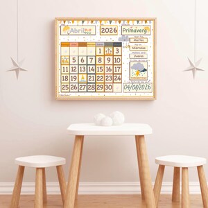 Spanish Calendar for Kids Printable Perpetual Calendar for Toddlers Montessori Busy Binder Homeschool Preschool Curriculum and Weather Chart image 5