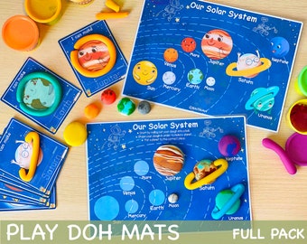 Zonnestelsel De ruimte Play Doh-matten Fijne motoriek Visuele kaarten Universum Leren Spelen Deegmatten Kleuterschool Homeschool Peuteractiviteiten