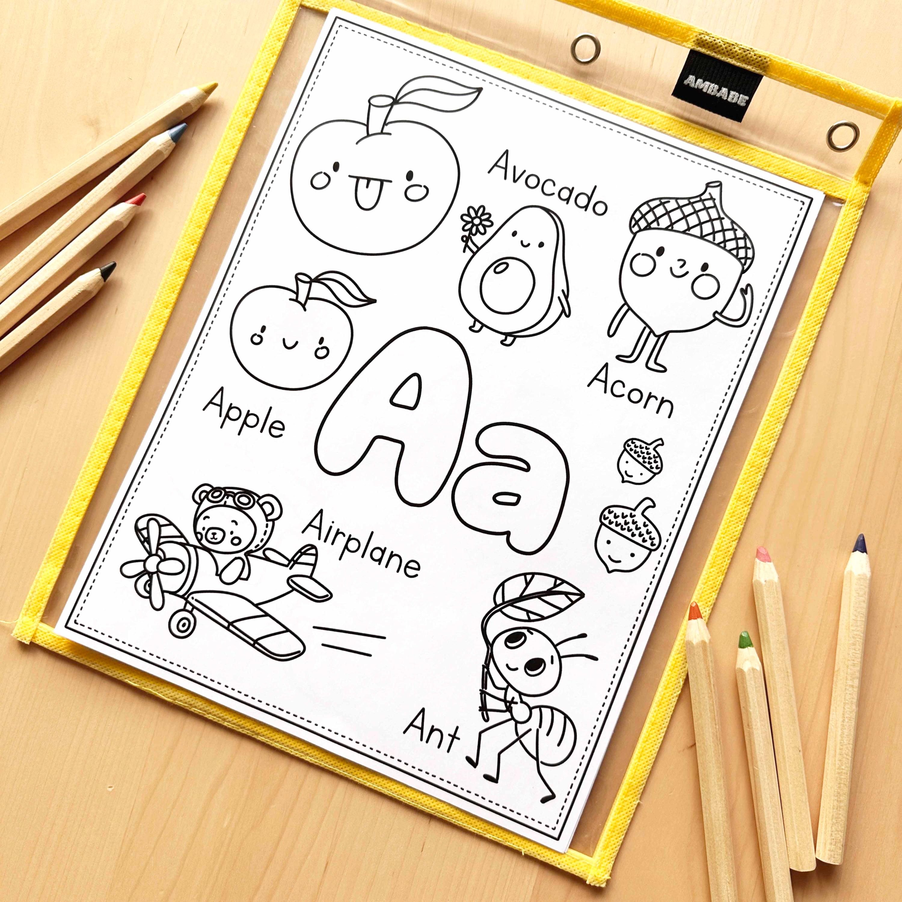 ABC Coloring Book - Printable Coloring Pages, Baby Shower Activity Kids ...