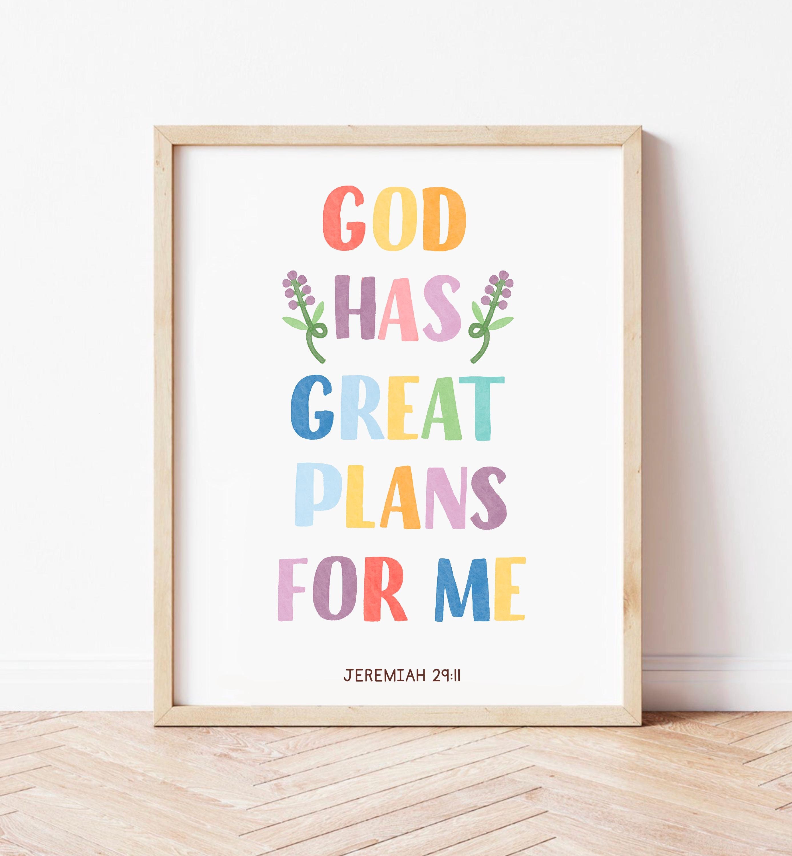 God Has Great Plans for Me Poster Bible Verse Wall Art Motivational Quote  Christian Playroom Decor Watercolor Homeschool Inspirational Art - Etsy  Ireland