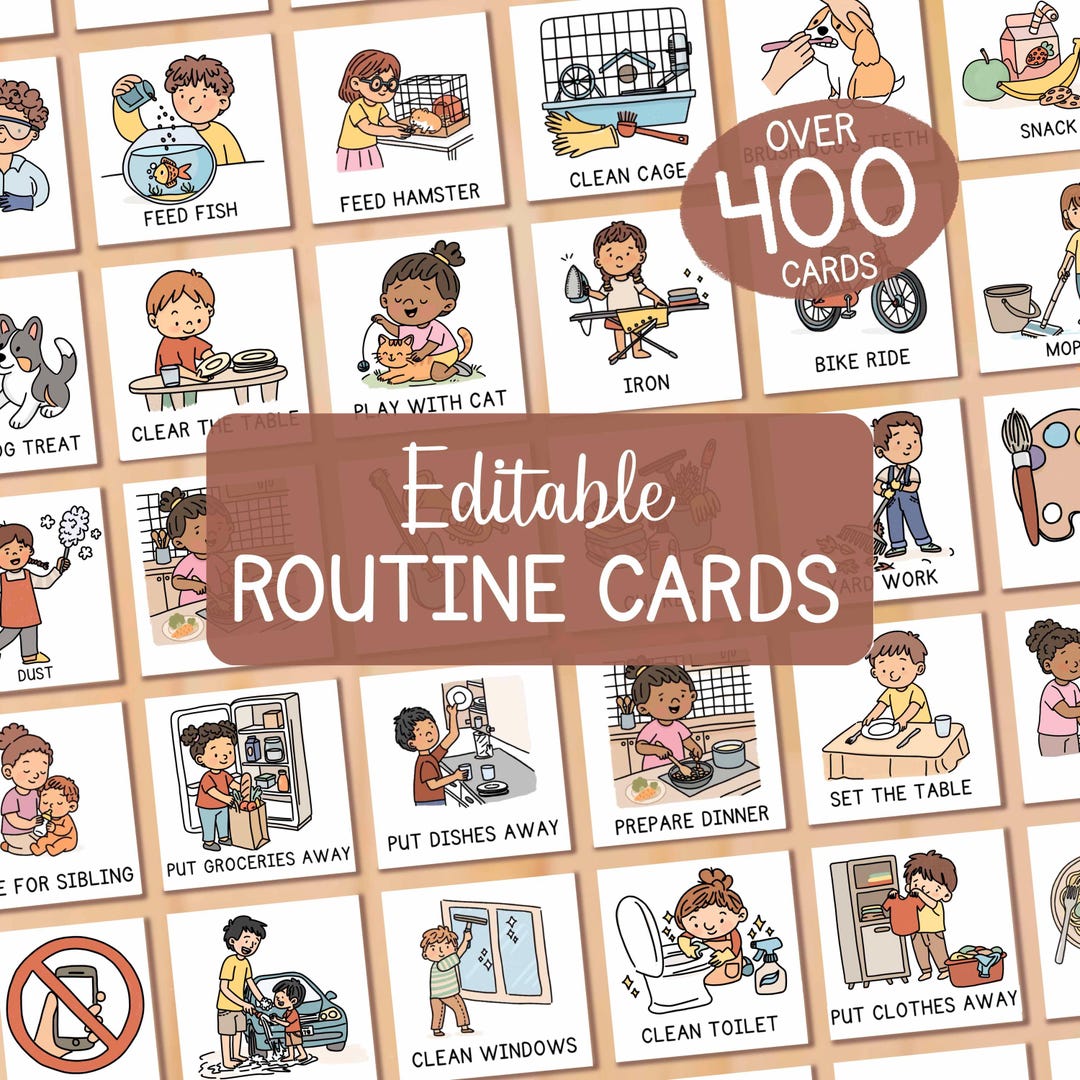 Toddler Routine Chart Visual Schedule, Editable Daily Routine Cards for ...