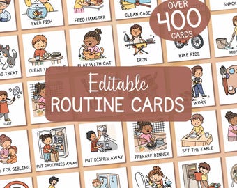 Toddler Routine Chart Visual Schedule, Editable Daily Routine Cards for Kids, Daily Rhythm Checklist To Do List