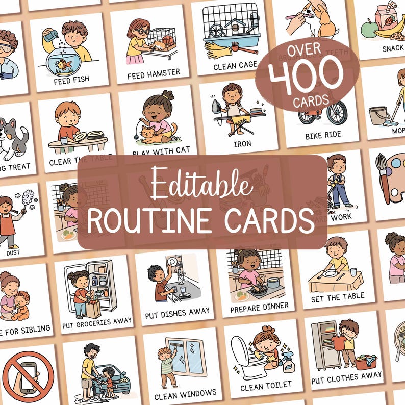 Toddler Routine Chart Visual Schedule, Editable Daily Routine Cards for ...