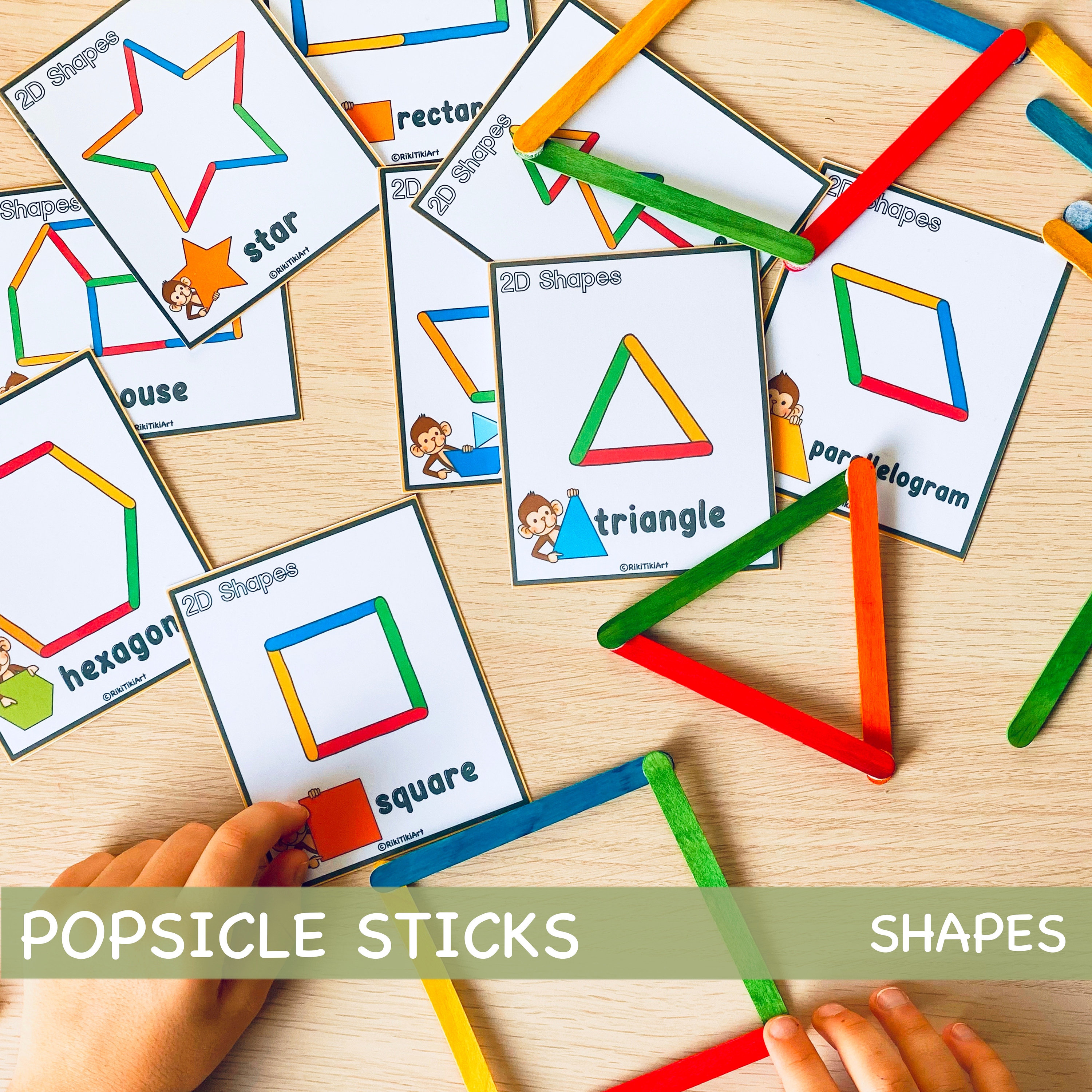 Popsicle Sticks Shapes Activity Game for Toddlers Montessori photo