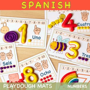 Spanish Numbers Play Dough Mats Fine Motor Skills Counting Preschool Printables Kindergarten Pre-K Number Playdough Mats Toddler Activities