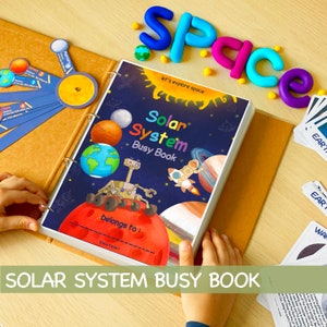 Solar System Busy Book Outer Space Learning Binder Personalized Space Book Printable Preschool Worksheets Flash Cards Homeschool Resources image 1