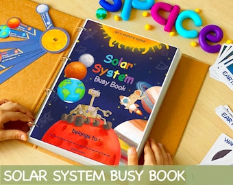 Zonnestelsel druk boek Outer Space Learning Binder Gepersonaliseerde ruimteboek Afdrukbare Preschool-werkbladen Flash Cards Homeschool-bronnen