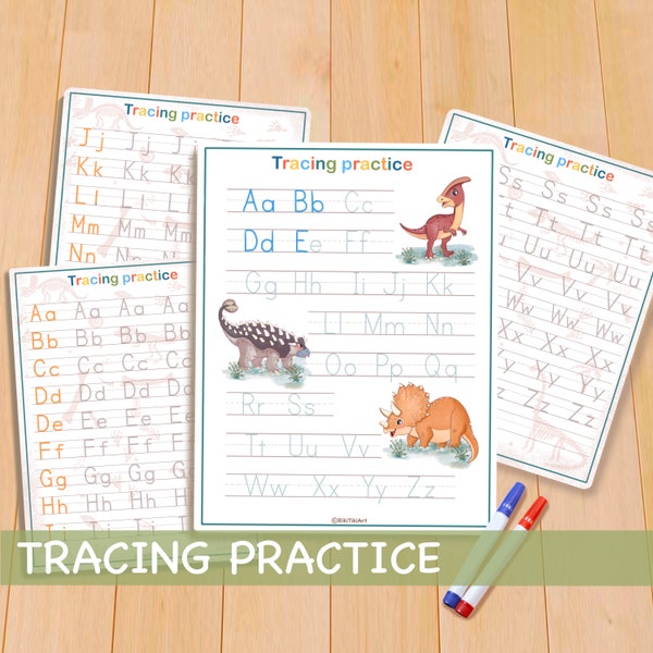 Tracing Worksheets Printable Preschool Alphabet - Etsy