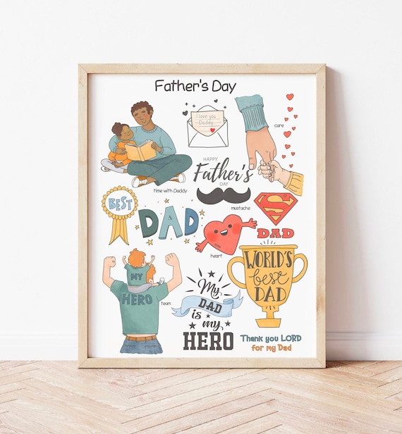 Fathers Day Poster Homeschool Educational Classroom Wall Art Father's Day Preschool Playroom Downloadable Prints Printable Kids Room Decor