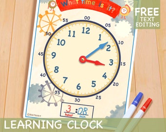 Learning Time Clock, Homeschool Toddler Activities, Printable Preschool Montessori Materials
