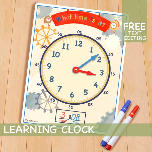 Learning Time Clock, Homeschool Toddler Activities, Printable Preschool Montessori Materials
