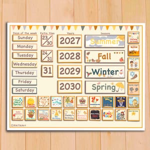 Wandkalender zum Ausdrucken für Kinder Klassenzimmer Immerwährender Kalender Morgentafel für Vorschulkinder Bild 4