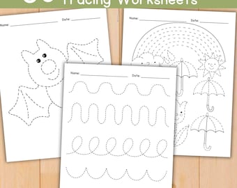 Preschool Line Tracing Worksheets Handwriting Practice Homeschool Worksheets Preschool Curriculum Kindergarten Pre-K Tracing for Toddlers