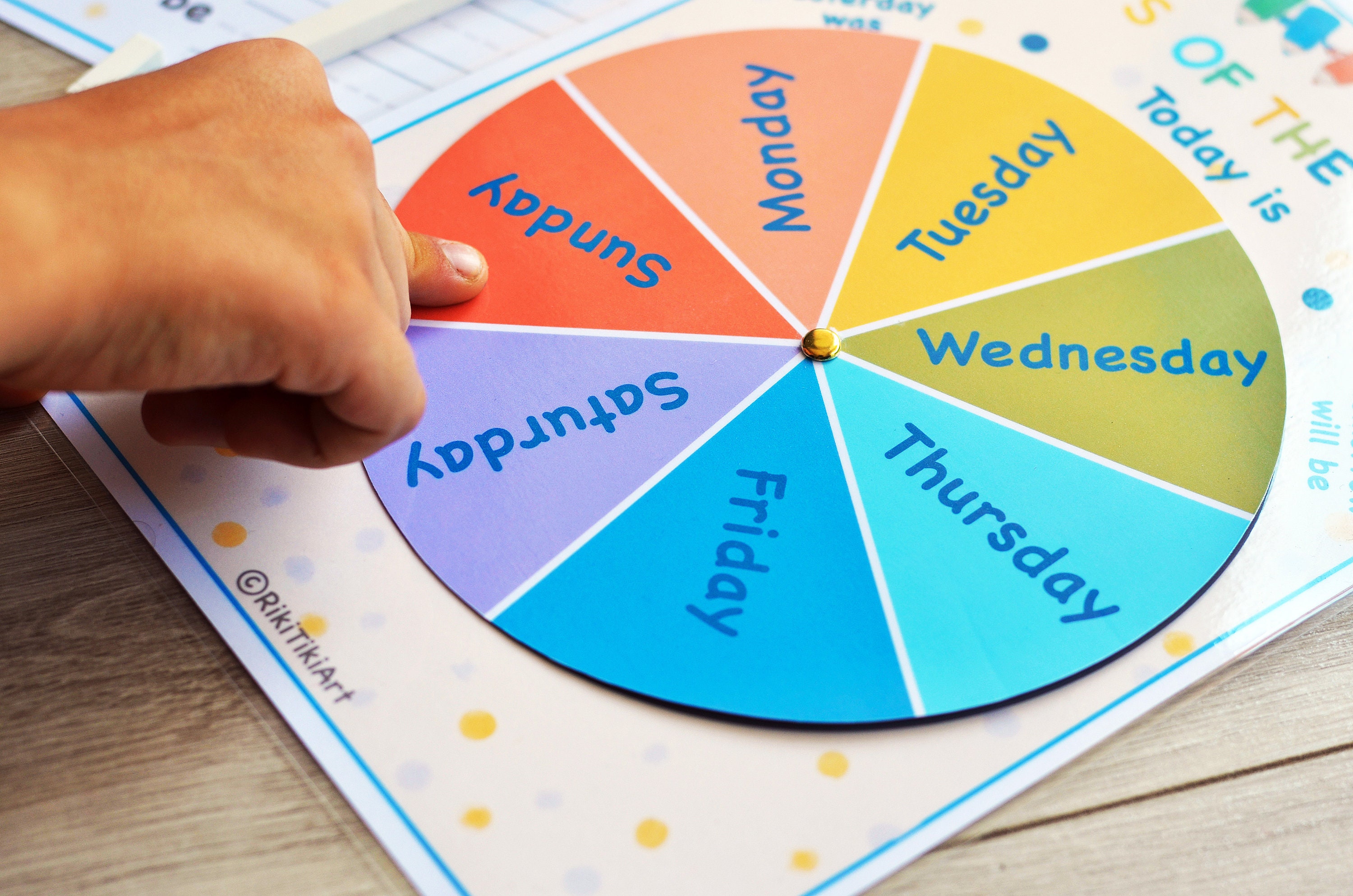 Days Of The Week Wheel Printable Montessori Calendar Toddler Etsy