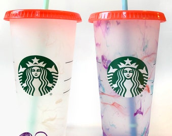 pix Starbucks Color Changing Cups 2021 Marble color changing vinyl 20oz starbucks