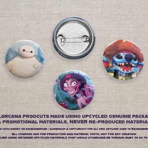 Lorcana &quot;Azurite Sea&quot;  Limited Edition Set of 3 Buttons / Pins  | Original Lorcana Products Used