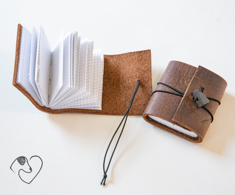 Tiny Genuine Leather Bound Graph Journal 2 inch x 1.5 inch Etsy