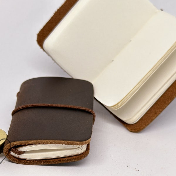 micro leather-bound notebook | mini book | blank pages | sketch book | pocket notes