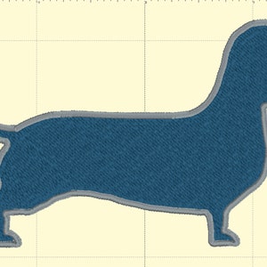 Dachshund Digital Embroidery and Patch PES file with outline and appliqué single stitch