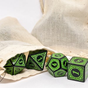 Grass Green & Black Dungeons and Dragons Role Playing Dice | Games | RPGs | DND | Upgrade |