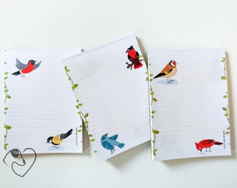 Bird Themed Notepad with 3 different designed lined pages | 3 x 4" notepad | paper pad | notebook