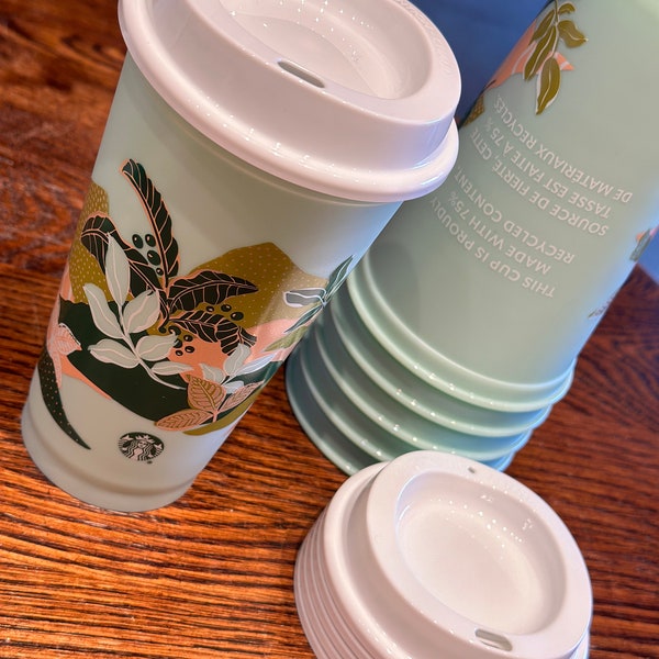 2024 *new* spring starbucks reusable hot cup | floral | aqua | earth day| tumbler | 16oz