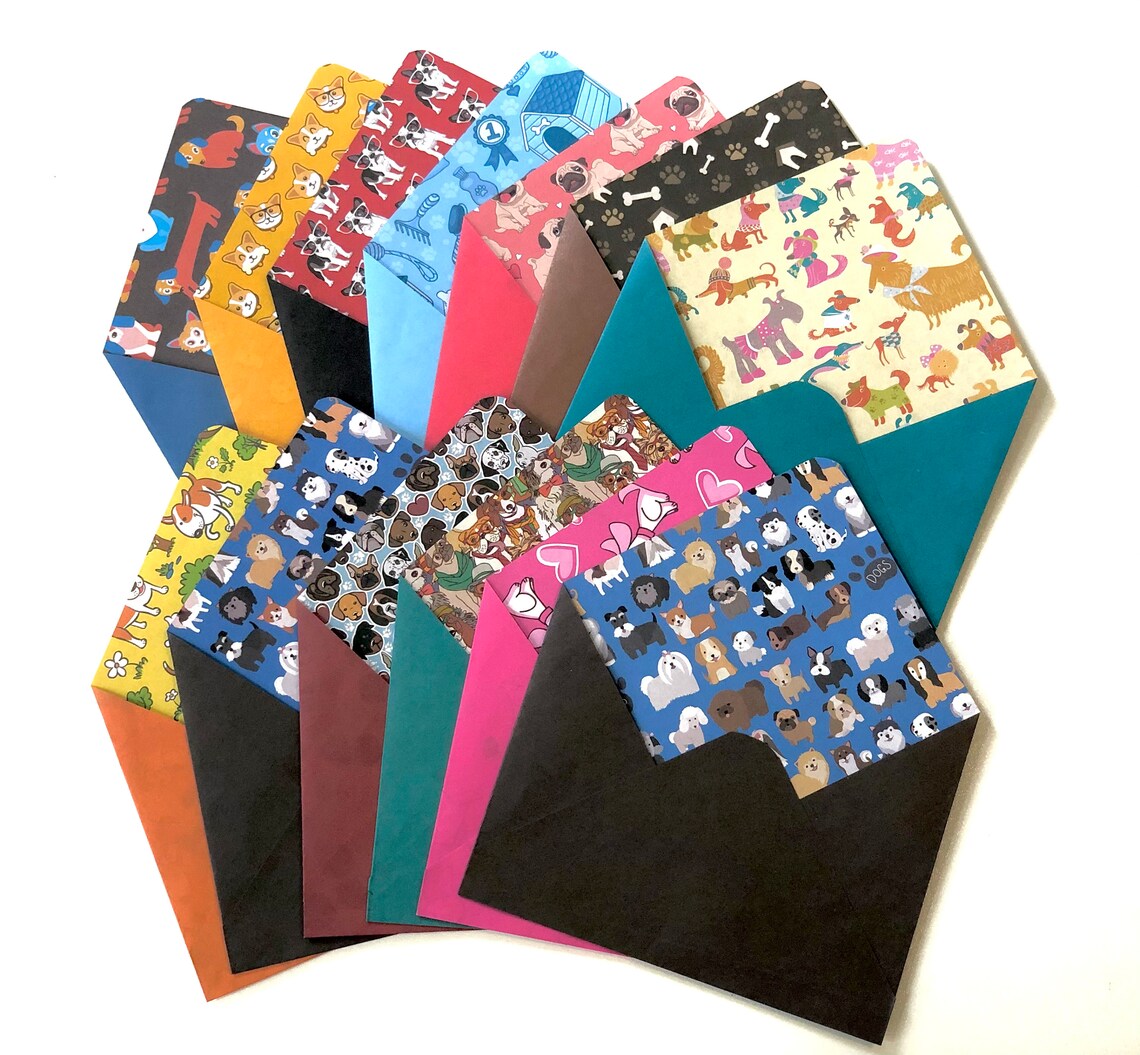 Dog & Puppy themed Stationary 13 Envelopes Hand Made Etsy